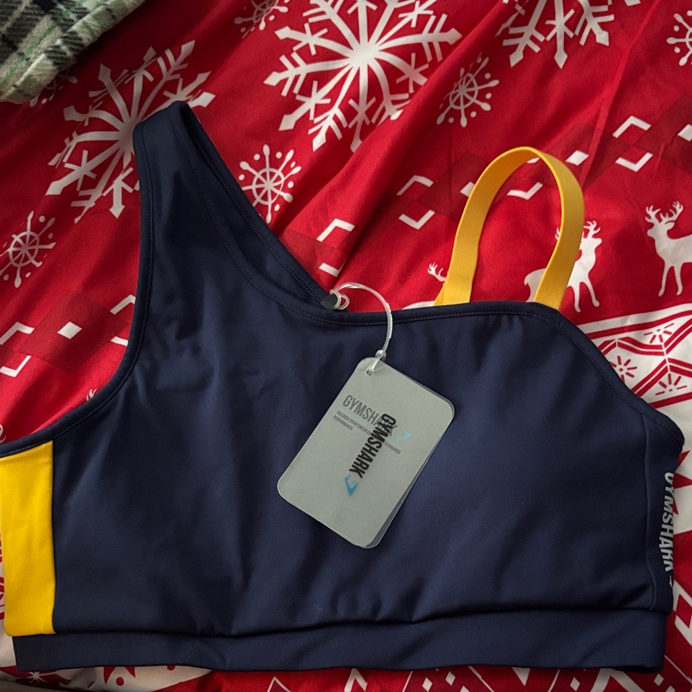 Gymshark Dark Blue and Yellow Sports Bra size Medium NWT